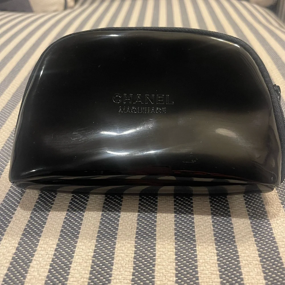CHANEL Glossy Black Cosmetic Pouch